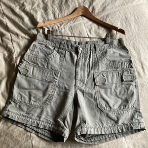 Vintage REI Cargo Shorts Men's 32 Heavy Khaki Hiking *Zip-Off Missing Pants*